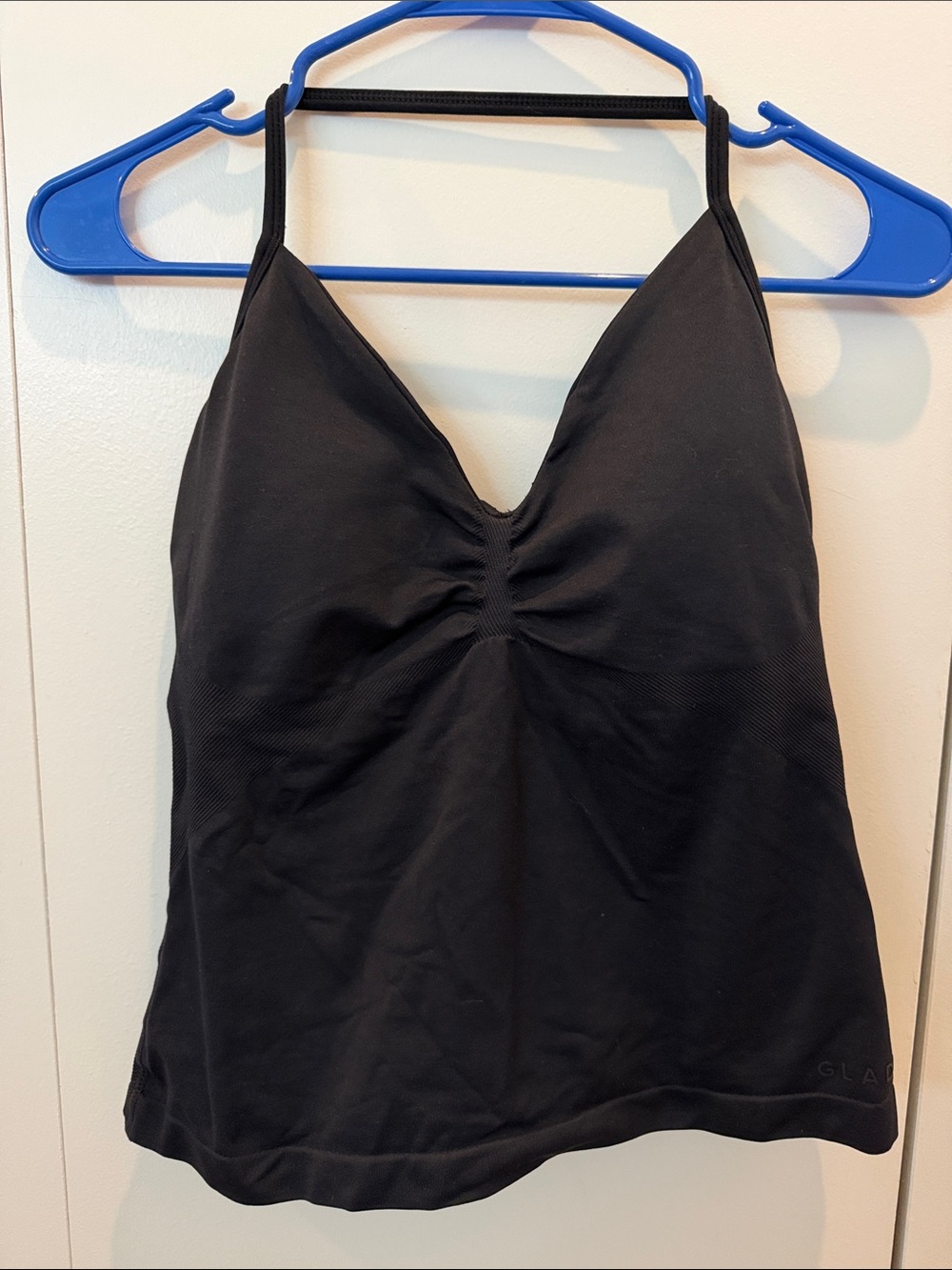 Black Ruched V-Neck Halter Workout Tank Top